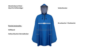 Regenponcho - Fahrrad Poncho in 3 Farben Royal Blau , Horizon Blue , Sandy Beige
