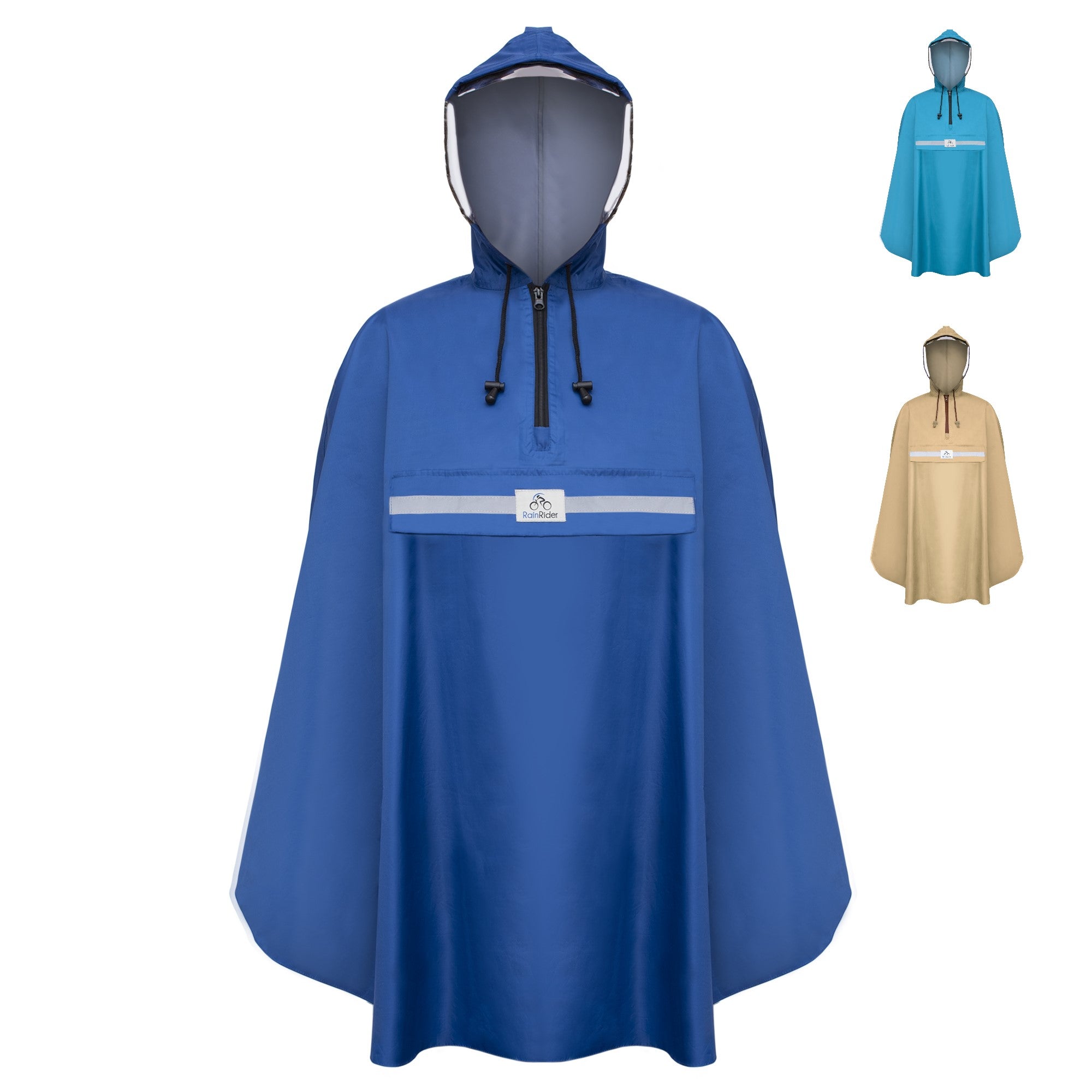 Regenponcho - Fahrrad Poncho in 3 Farben Royal Blau , Horizon Blue , Sandy Beige