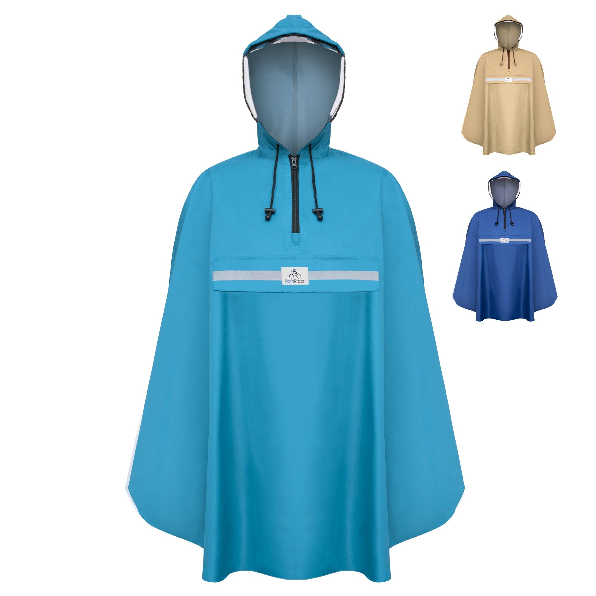 Regenponcho - Fahrrad Poncho in 3 Farben Royal Blau , Horizon Blue , Sandy Beige
